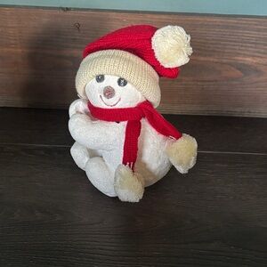 Festive Snowman Christmas Tree Topper with Red Hat and Scarf